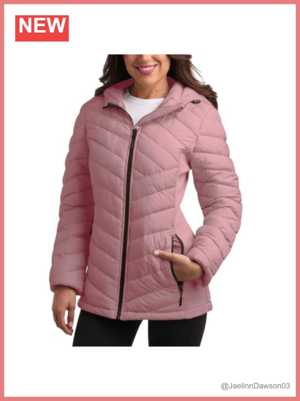 Quilted Puffer Jacket Hooded Midweight Women's Winter Coat
